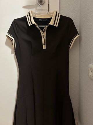 Vestido Polo Zara Marrón y Beige