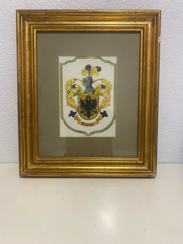 Quadro Stemma Famiglia Aguilar Dorato