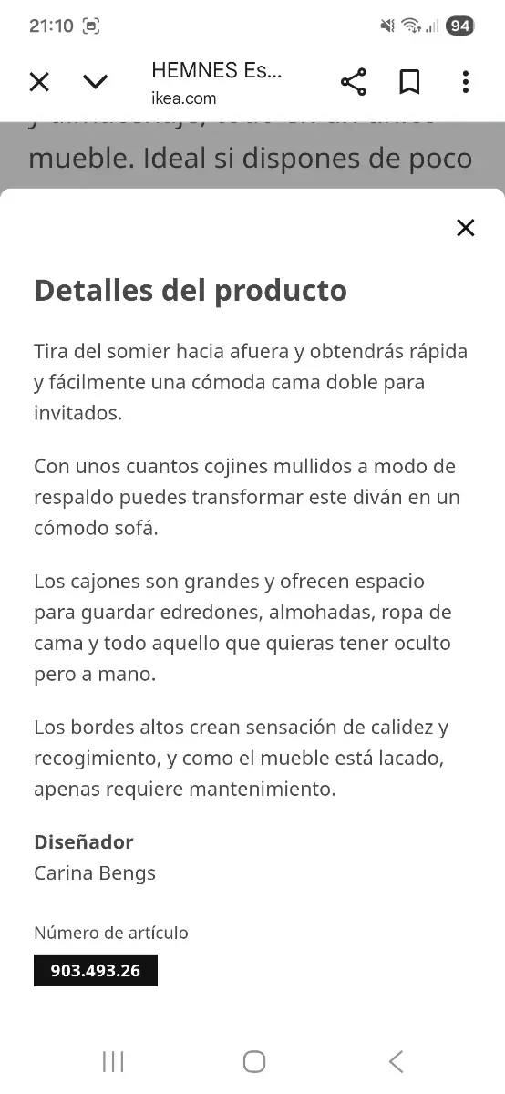 Cama nido con 3 cajones, modelo Hemnes Ikea