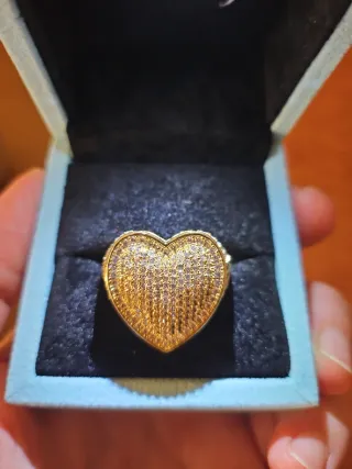 Anillo Corazón Ice Baby Dorado y Blanco