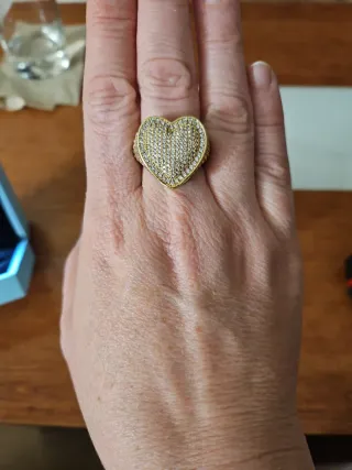 Anillo Corazón Ice Baby Dorado y Blanco