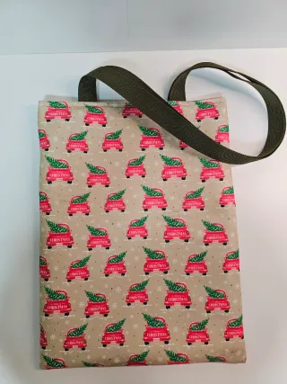 Tote bag con estampado navideño. Artesanal