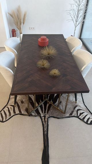 Mesa comedor madera mango 180x90 + 4 sillas