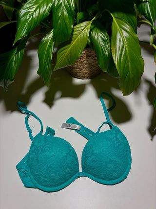 Sujetador push up encaje verde 95B