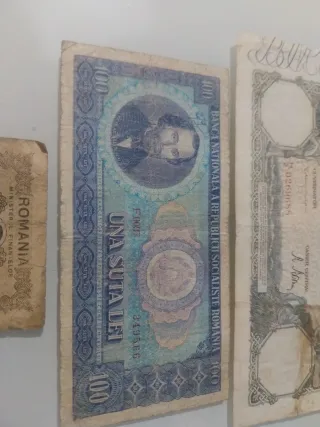 Billetes Rumanía 100, 100.000 y 20 Lei