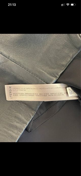 Falda Uterqüe Piel Negra Talla S