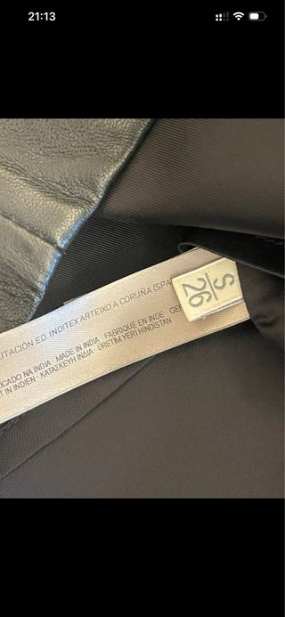 Falda Uterqüe Piel Negra Talla S