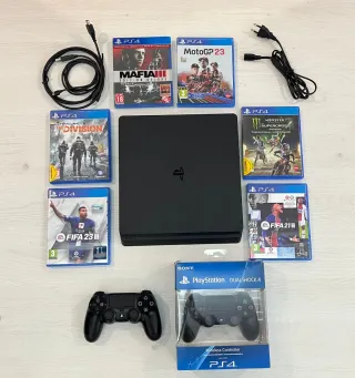 PS4 (PlayStation 4) Negra + 2 Mandos + 6 Juegos