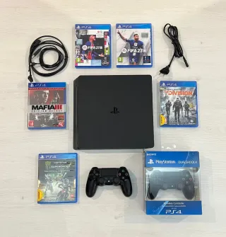 PS4 (PlayStation 4) Negra + 2 Mandos + 6 Juegos