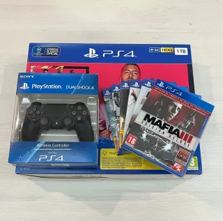 PS4 (PlayStation 4) Negra + 2 Mandos + 6 Juegos