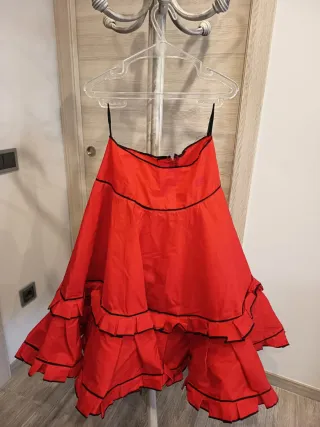 Falda flamenca española roja