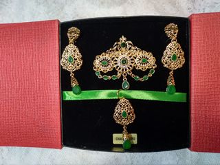 Aderezo Fallera Oro y Verde Esmeralda