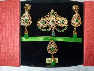 Aderezo Fallera Oro y Verde Esmeralda