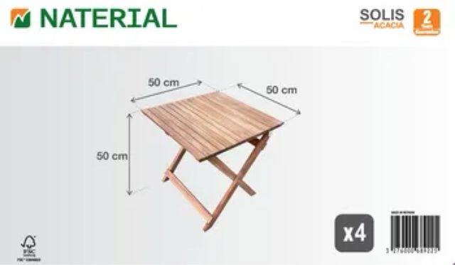 Tavolo da giardino ausiliario in acacia pieghevole