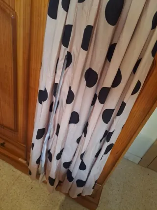 Vestido largo lunares beige y negro