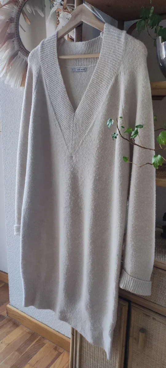 Vestido de lana beige talla única