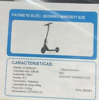 Patinete Eléctrico Segway-Ninebot E2E