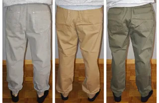 Conjunto 3 pantalones beige, gris, verde oliva