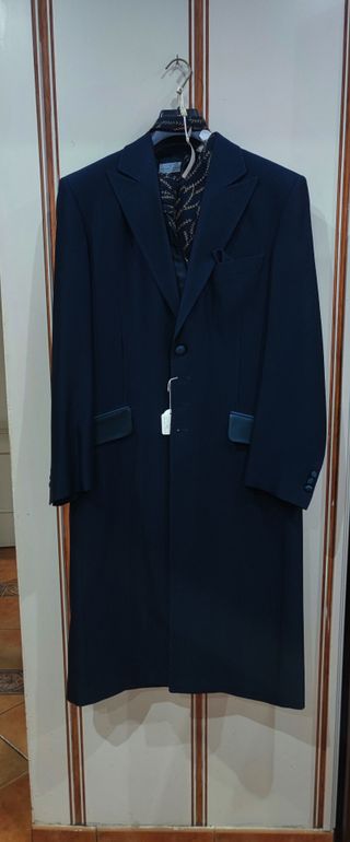 Traje Novio largo Italiano Azul Oscuro Exclusivo