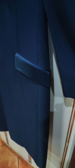 Traje Novio largo Italiano Azul Oscuro Exclusivo