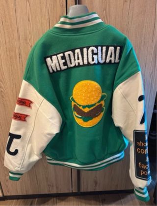 Giacca Varsity Oversize Verde e Bianca