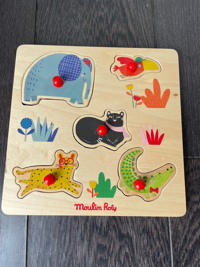 Puzzle Moulin Roty animali per bambini
