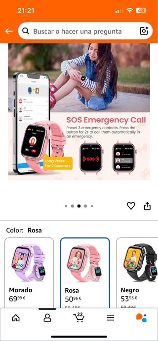 Reloj Inteligente RUXINGX Niña 4G Rosa