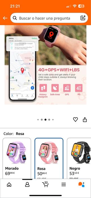 Reloj Inteligente RUXINGX Niña 4G Rosa
