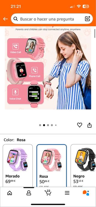 Reloj Inteligente RUXINGX Niña 4G Rosa