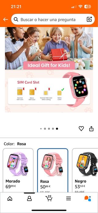 Reloj Inteligente RUXINGX Niña 4G Rosa