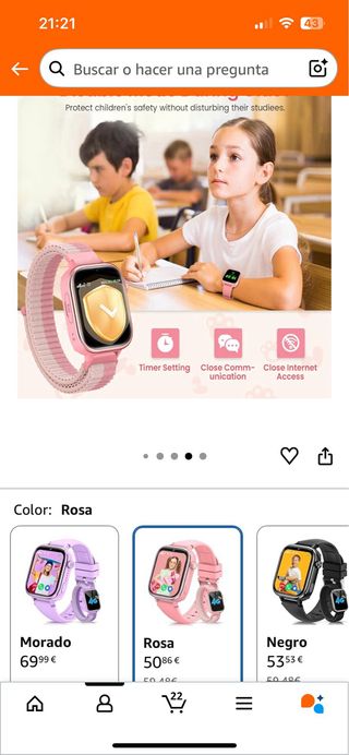 Reloj Inteligente RUXINGX Niña 4G Rosa