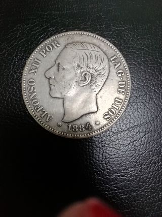 Moneda Alfonso XIII 1884 España 5 ptas