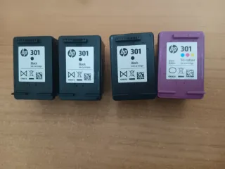Cartuchos HP 301 vacíos (3 negros, 1 tricolor)