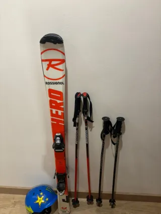 Esquí Rossignol 130 cm  Hero+Casco+bastones
