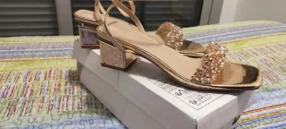 Sandalias oro rosa con lentejuelas