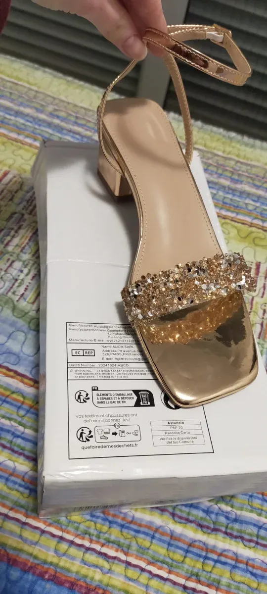 Sandalias oro rosa con lentejuelas