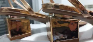 Sandalias oro rosa con lentejuelas