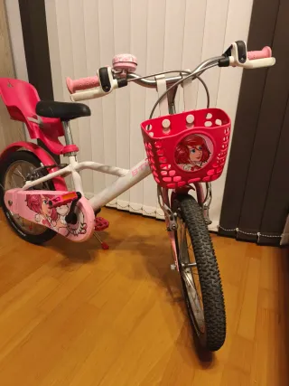 Bicicleta infantil Decathlon 16 blanca y  rosa