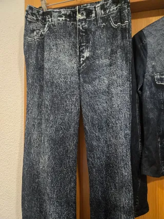 Conjunto de pantalón y chaqueta efecto vaquero