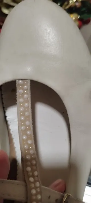 Bailarinas Comunión Perlas Blancas y Doradas