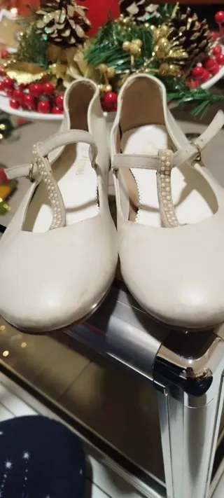 Bailarinas Comunión Perlas Blancas y Doradas