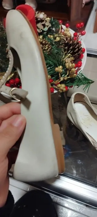 Bailarinas Comunión Perlas Blancas y Doradas