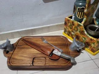 Tavolo da barbecue in pelle e legno, prezzo negoziabile