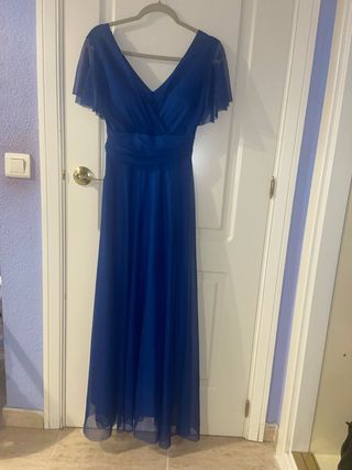 Vestido largo azul para invitada