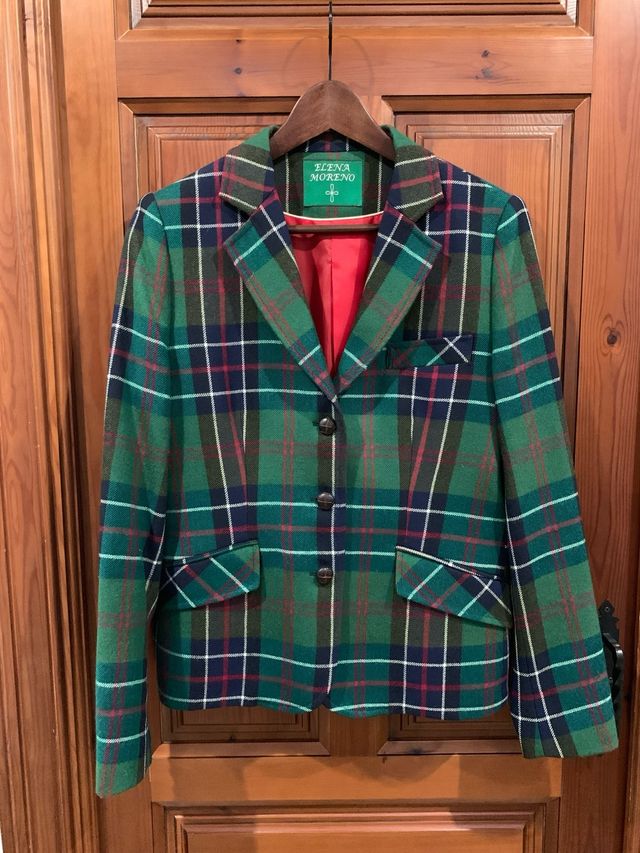 Americana Elena Moreno cuadros verde Talla 42