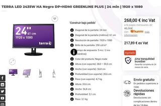 TERRA LED 2435W HA Negro DP+HDMI Monitor de PC