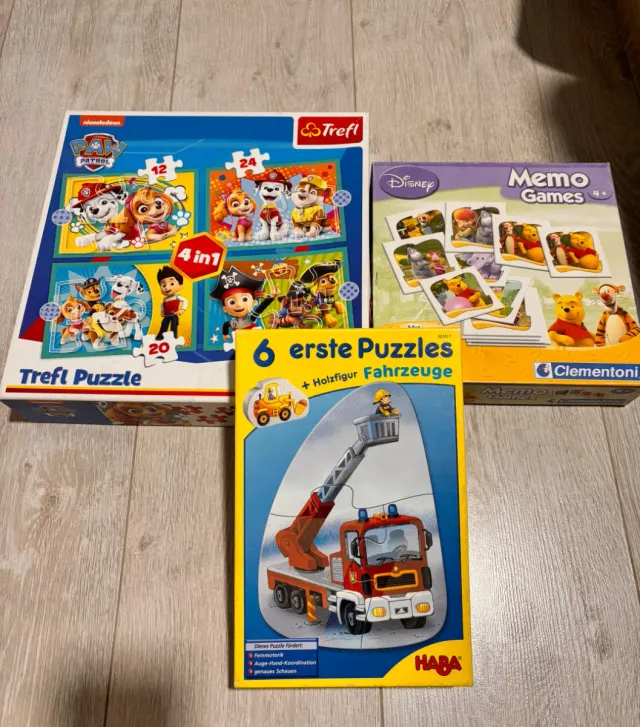 Lote 2 Puzzles Infantiles y un juego memo
