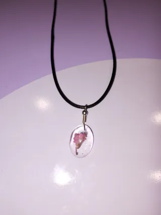 Collar Resina Flor Rosa Artesanal