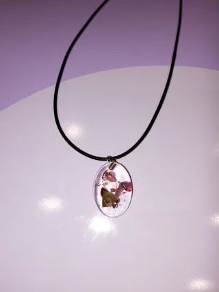 Collar Resina Flor Rosa Artesanal