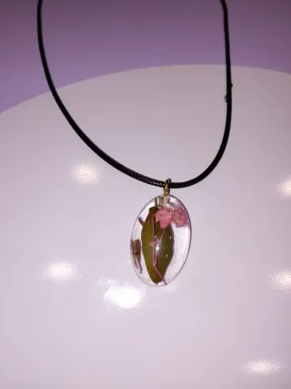 Collar Resina Flor Rosa Artesanal